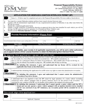 Ignition Interlock Permit Application Nebraska DMV Dmv Ne  Form