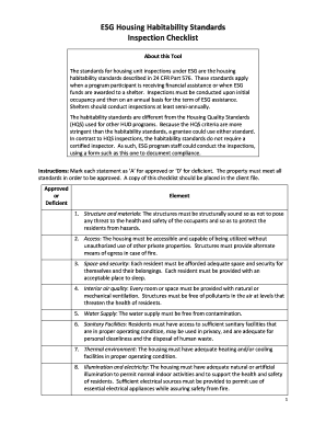 California Habitability Checklist  Form
