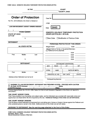 Form 10 02 a Domestic Violence Temporary Protection Order Sconet State Oh
