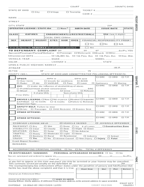 Multi Count Uniform Traffic Ticket Sconet State Oh