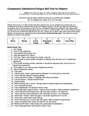 Compassion Satisfaction Fatigue Self Test for Helpers  Form