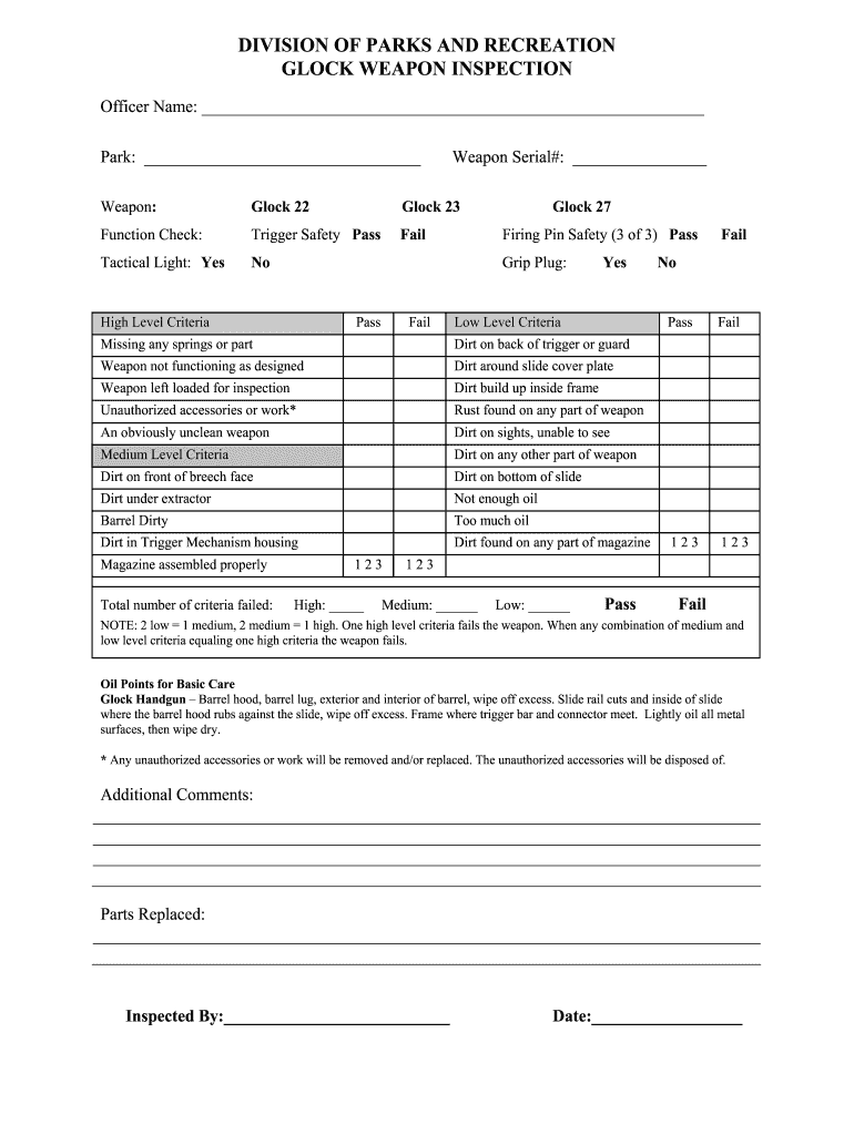 Glock Inspection Form