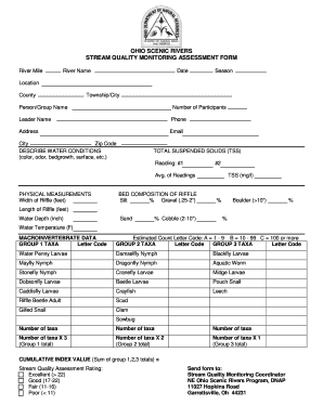 Ohio Stream Quality Monitoring Form