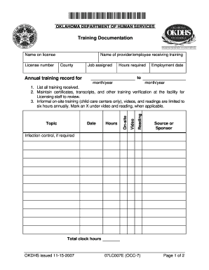 Form 07LC007E OCC 7 Oklahoma Department of Human Services Okdhs