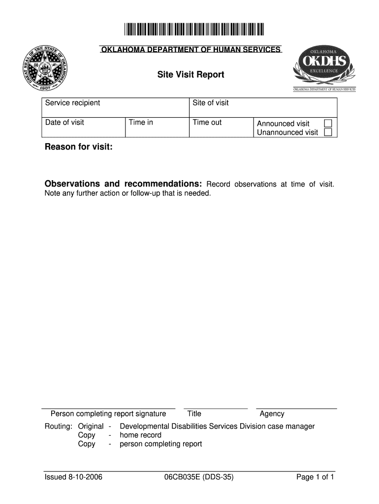 Form 06CB035E DDS 35  Oklahoma Department of Human    Okdhs