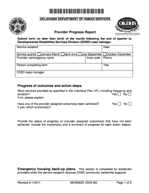 Form 06CB062E DDS 62 Oklahoma Department of Human