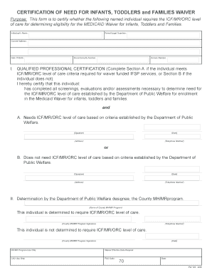 Certification Infants Waiver  Form