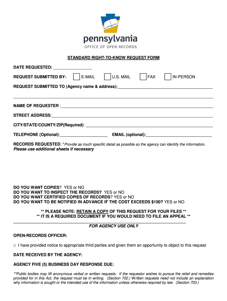 Pa Right to Know Form