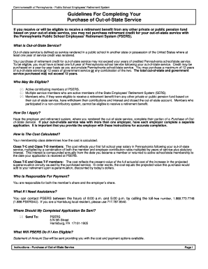 Pa State Service Form