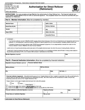  Authorization for Direct Rollover Retirement PSRS 1264 PSERs 2013