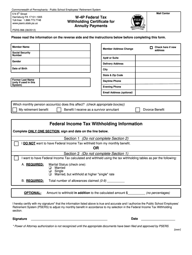 W 4P Psers Psers State Pa - Fill Out and Sign Printable PDF Template ...