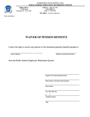 Pennsylvania Waiver Pension Form