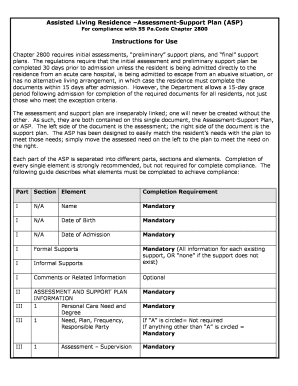 2800 Assessment Support Plan Form Dpw State Pa