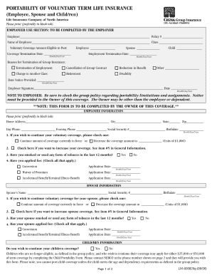 CIGNA Life Family Portability Form Passhe