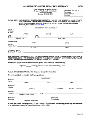 Pa Birth Certificate Application on PDF  Form
