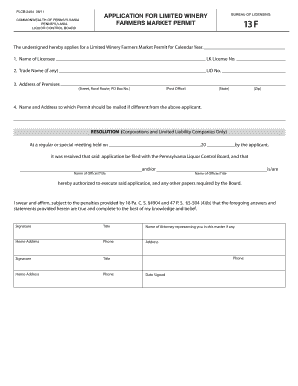 Get and Sign Plcb Forms for Farmers Market
