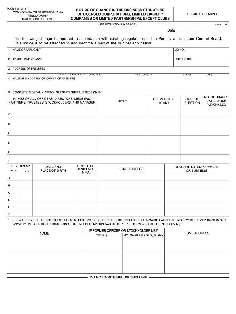 Plcb 866 Form