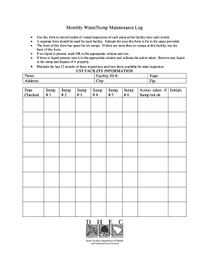 Monthly Dispenser Inspection Log  Form