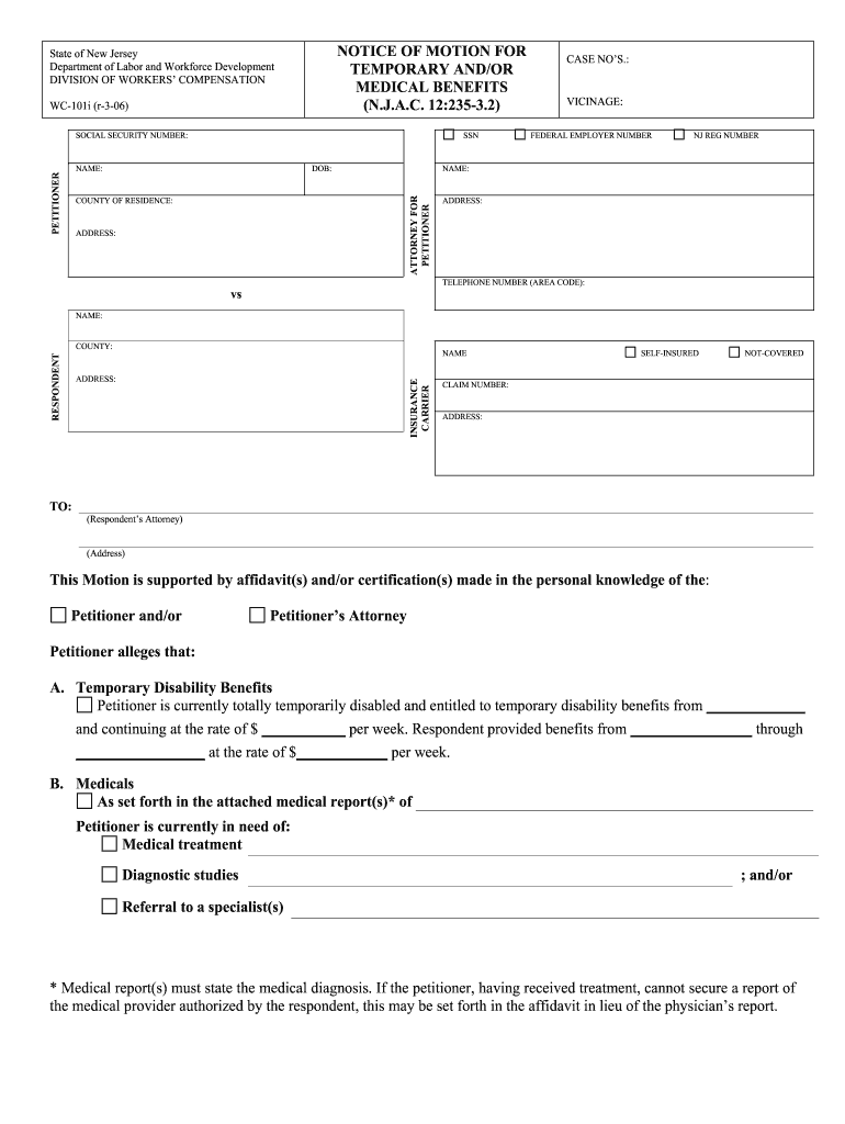 Motion Temporary Medical Benefits  Form