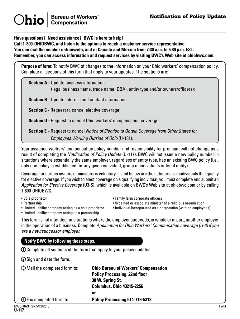  Bwc U117 Form 2010-2024