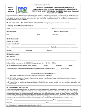OPDES FORM 605 002B Oklahoma Department of Environmental Deq State Ok