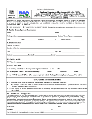 OPDES FORM 605 002B Oklahoma Department of Environmental Deq State Ok