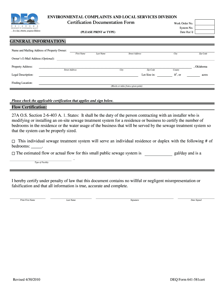 Oklahoma Deq 641  Form