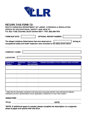 South Carolina Dosh C 15 Form