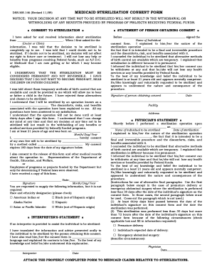  Medicaid Sterilization Consent Form Department of Social Services Dss Sd 1989