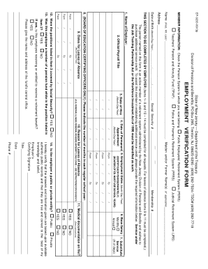 State of New Jersey Employment Verification  Form