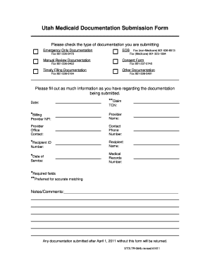 Utah Medicaid Documentation Submission Form Utah Department Health Utah