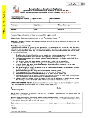 Peregrine Falcon Application Utah Division of Wildlife Wildlife Utah  Form