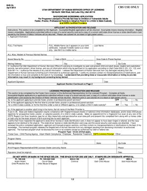 Dhs Office of Licensing  Form