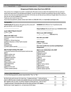 Wraparound Fidelity Index  Form