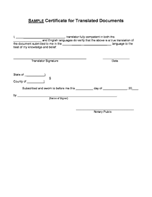 SAMPLE Certificate for Translated Documents Notary Utah Gov Notary Utah  Form