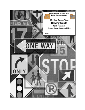 40 Hour ParentTeen Driving Guide Utah Department of Public Safety Publicsafety Utah  Form