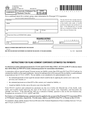CO 414 State of Vermont State Vt  Form