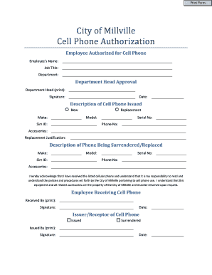 Microsoft Word Cell Phone Form