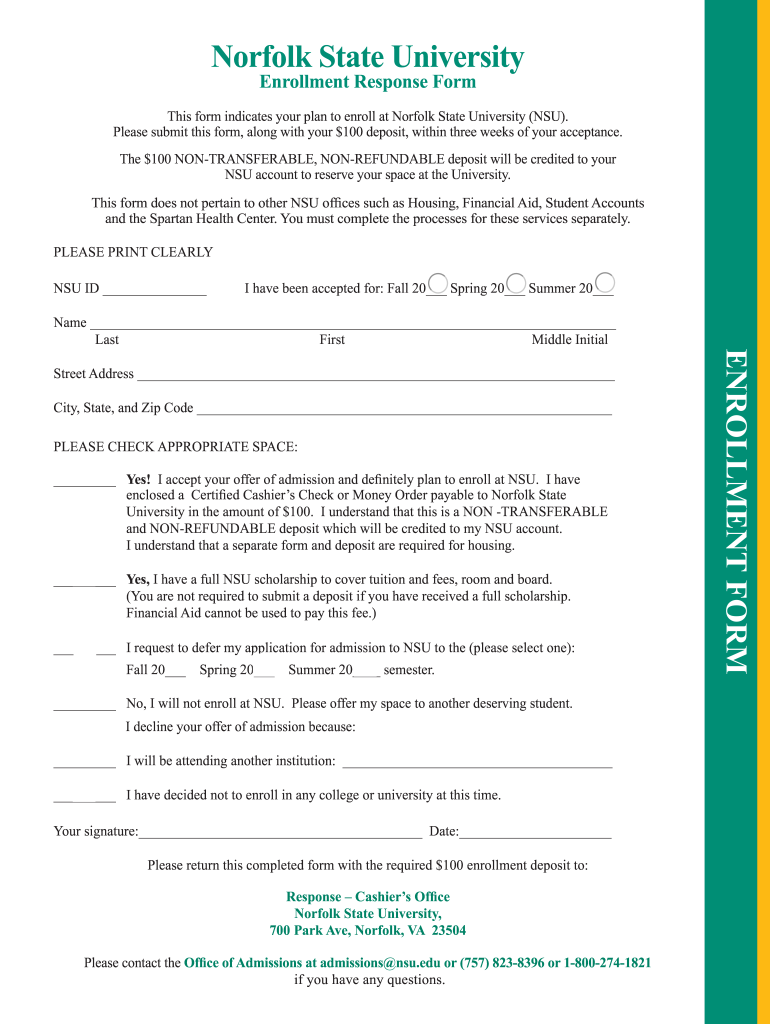 Enrollment Response  Form