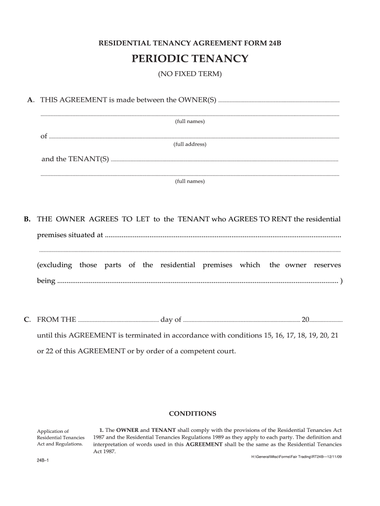 Residential Tenancy Agreement Form 24b