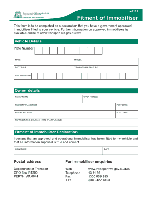 How Can Fill Out the Immobiliser Form