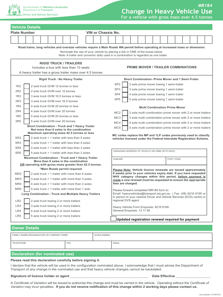 Get and Sign Change Heavy Vehicle Use 2013 Form