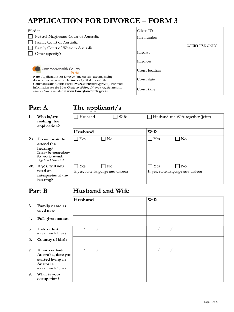  Application for Divorce 2012-2024