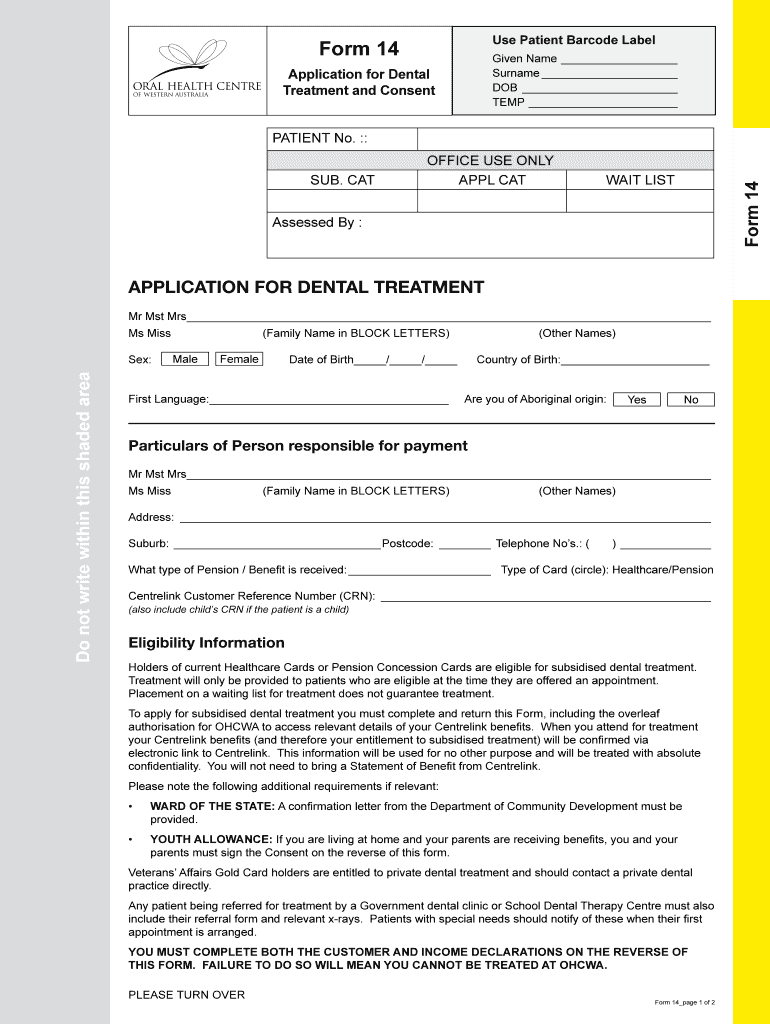  Ohcwa Form 14 2007-2024
