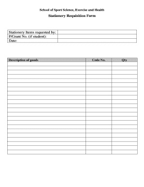 Internal Stationery Request Form