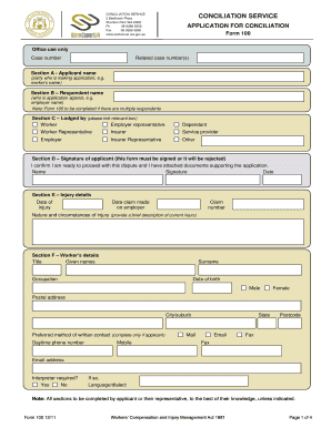 Work Cover Form 100