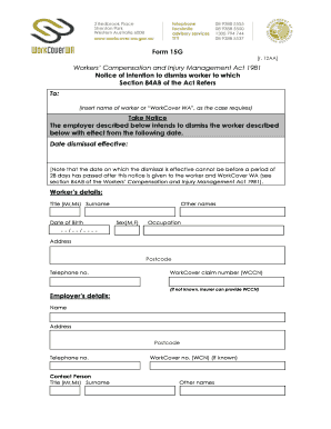 Workcover Wa Date Dismissal Effective Form