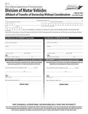  Wv Dmv Gift Affidavit 2012