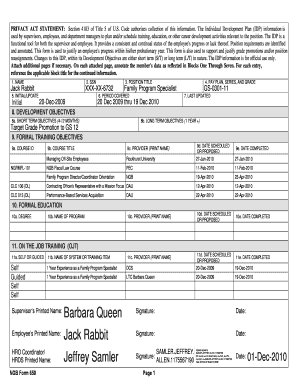 Individual Development Plan Examples  Form