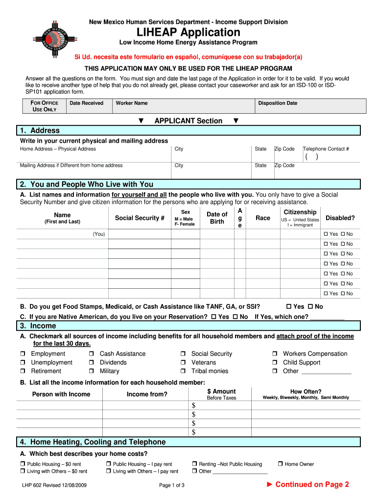  Liheap Application 2009